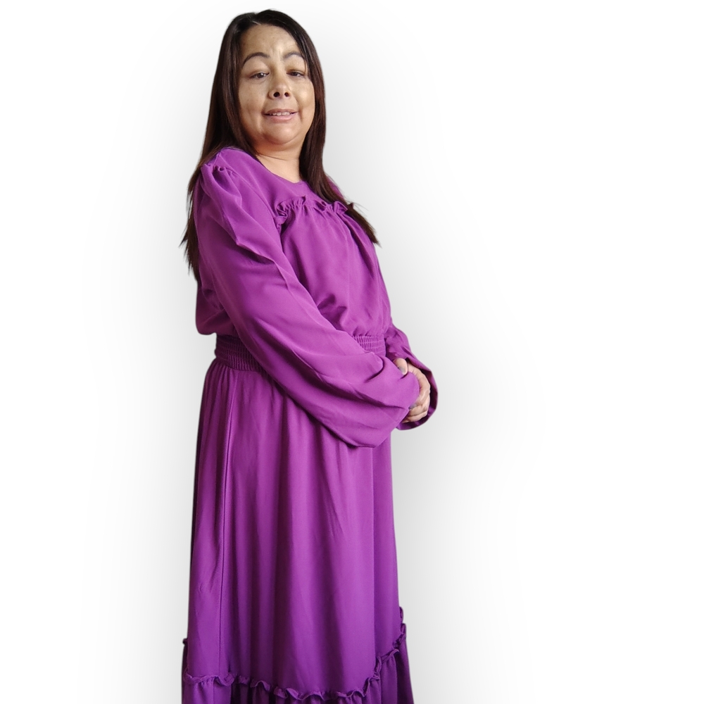 SHEIN Women's XL Long Sleeve Purple Maxi Dress - Picture 3 of 7